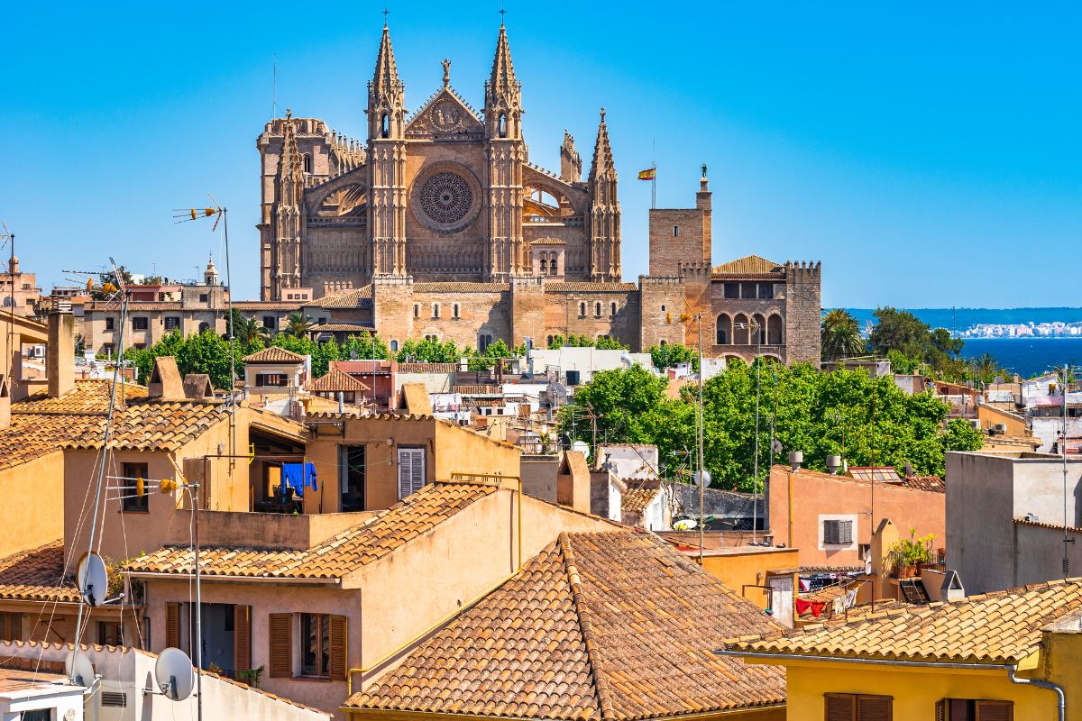 Image over the cathedral in Palma de Mallorca