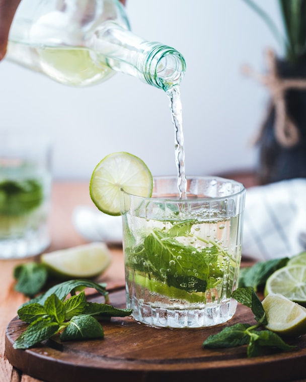 A mojito being served in a restaurant